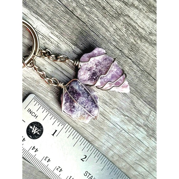 2/$15 Rough Lepidolite Gemstone Crystal Key Chain, Stone Keychain - Picture 4 of 4